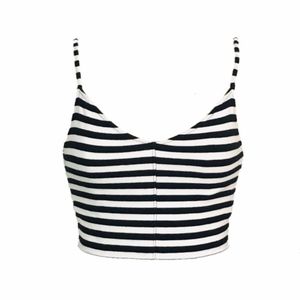 Hollister Black / White Striped Crop Top